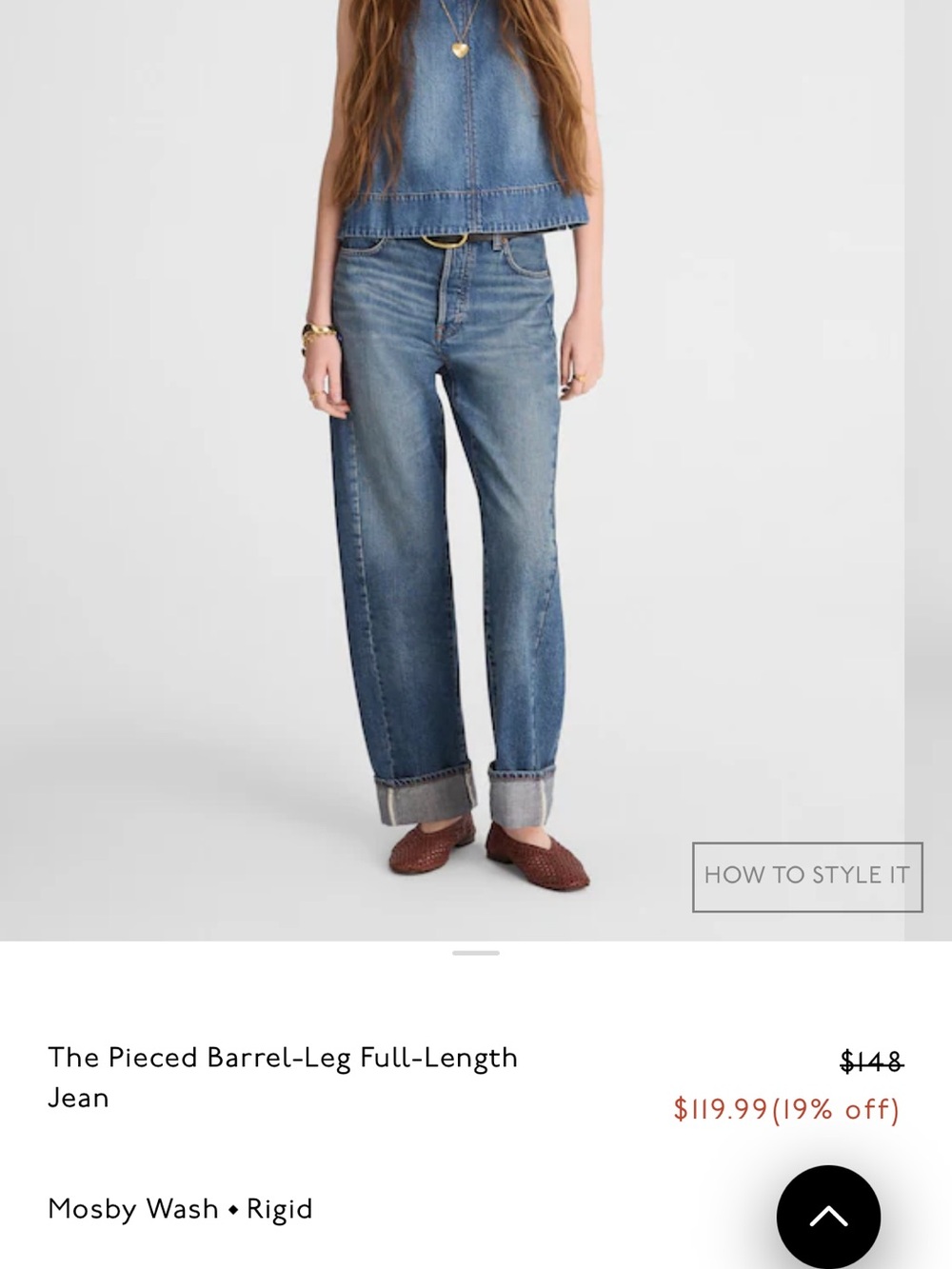 Madewell never worn Pieced Barrel-Leg Full-Length Jean Blue Barrel-Leg Full-Leg